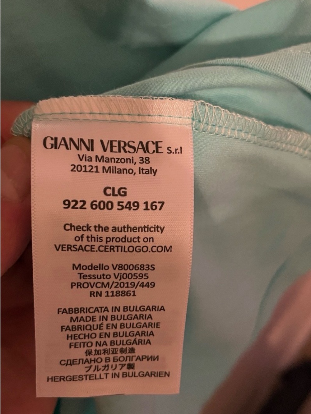 Versace mint green and white garment with brand tag - Picture 3 of 6